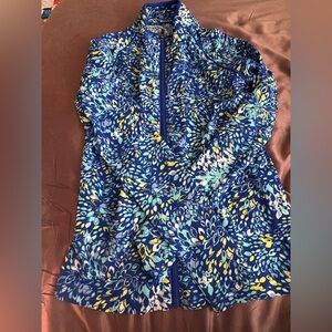Coolibar Royal Blue Floral-Print Zip Jacket